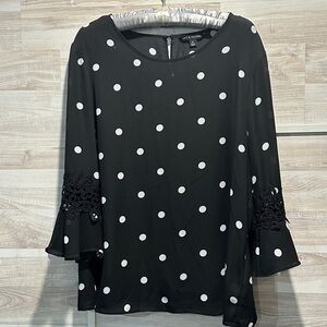 ZAC AND RACHEL CHIC BLACK POLKA DOT BLOUSE SIZE EXTRA LARGE